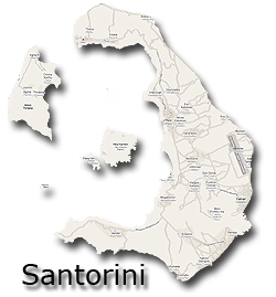 Santorini - mapa ostrova